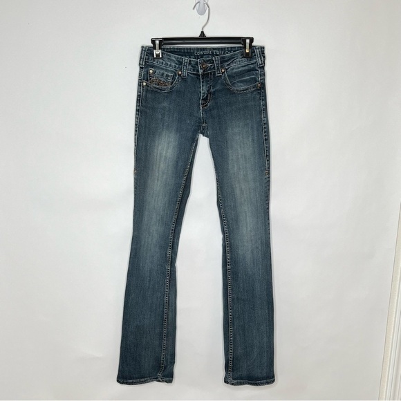 Tuff Don’t Fence Me In Western Medium Wash Low Rise Size 27/37 Cowgirl Denim - Picture 1 of 12
